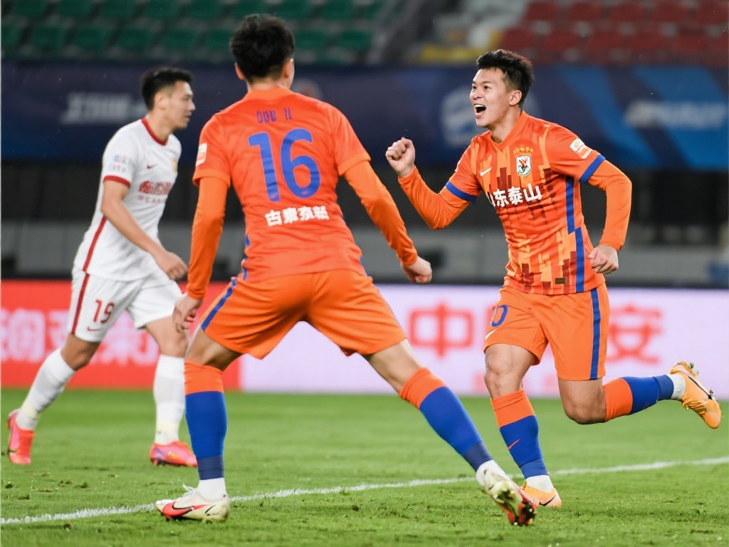 周定洋社媒激情庆祝：首胜泰山扬帆起航，再创辉煌！